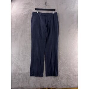 John Varvatos Pants Mens Size 50 Blue Plaid Flat Front‎ Tailored Formal
